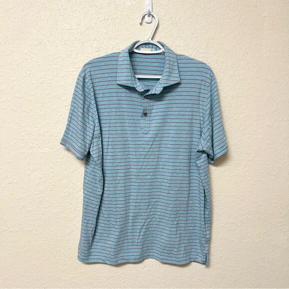 tasc Other - Tasc Performance Polo Shirt Mens Blue Stripe Organic Cotton Viscose Bamboo Sz L